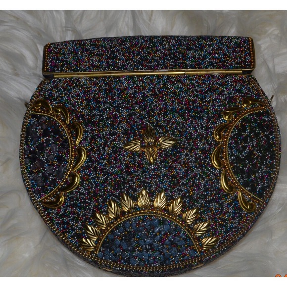 New RAMLA Handmade Metal & Muti-Color Crossbody Purse with Detachable Gold Chain - Picture 5 of 6